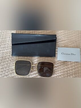 Dior women’s Gold Frame Brown Lens Sunglasses with Black Case